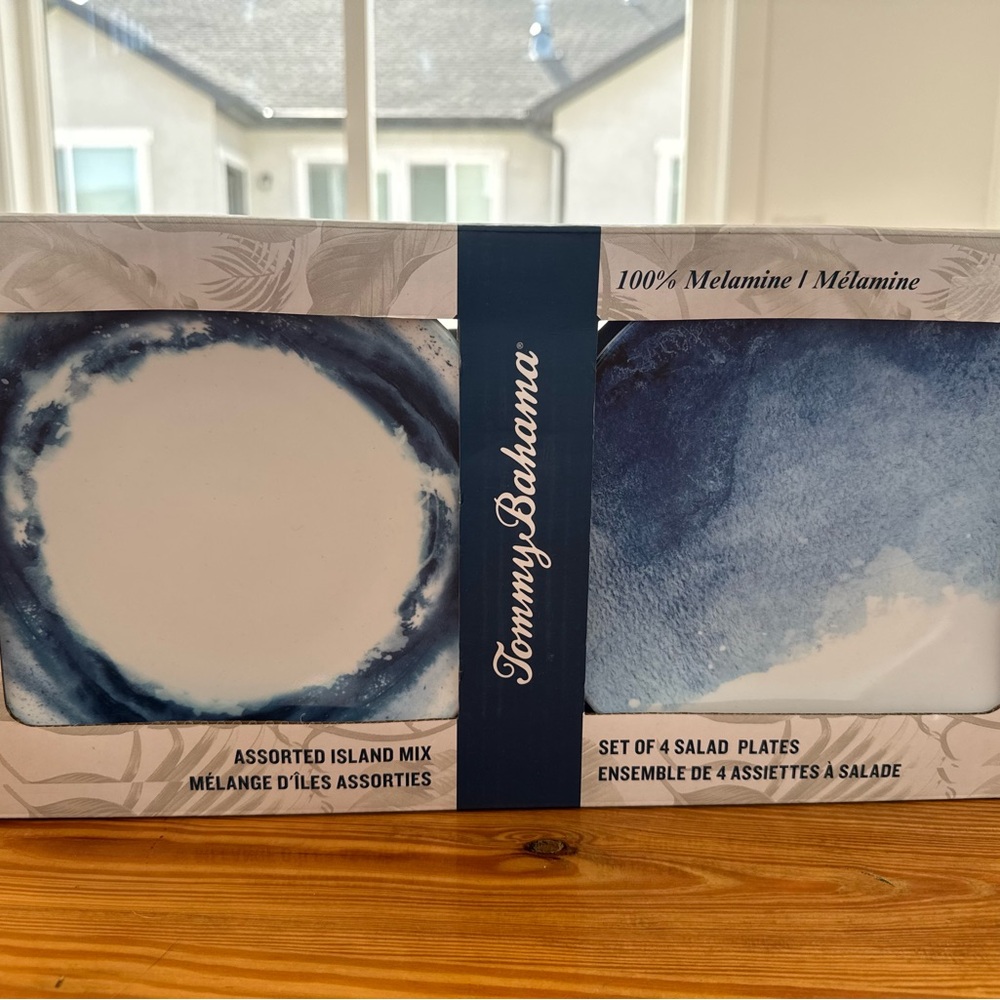 Tommy Bahama Blue and White Salad Plates Set